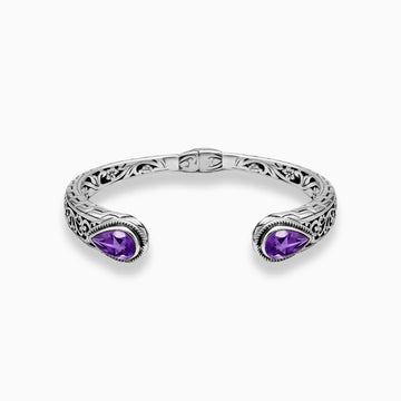 Artisan Amethyst & Sterling Silver Bangle Bracelet