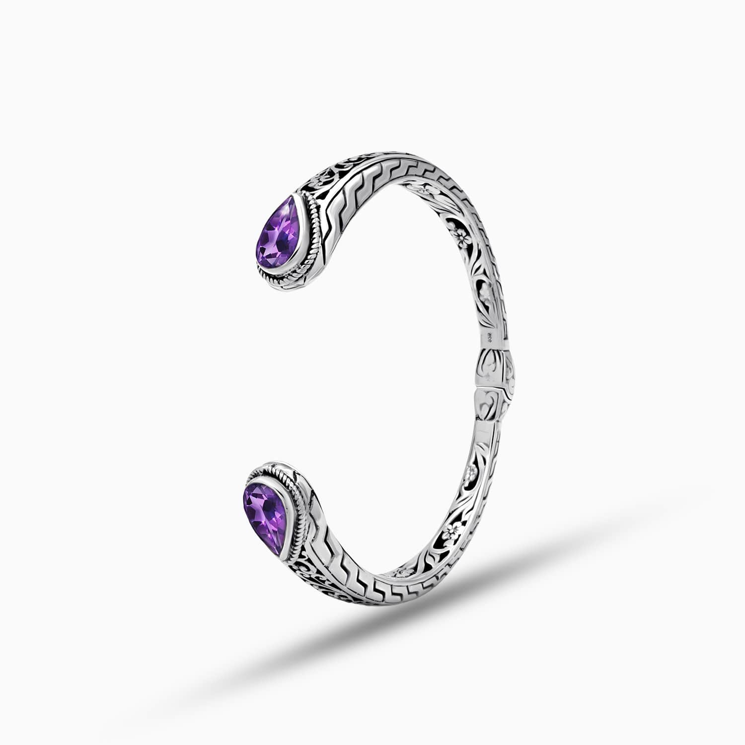 Artisan Amethyst & Sterling Silver Bangle Bracelet