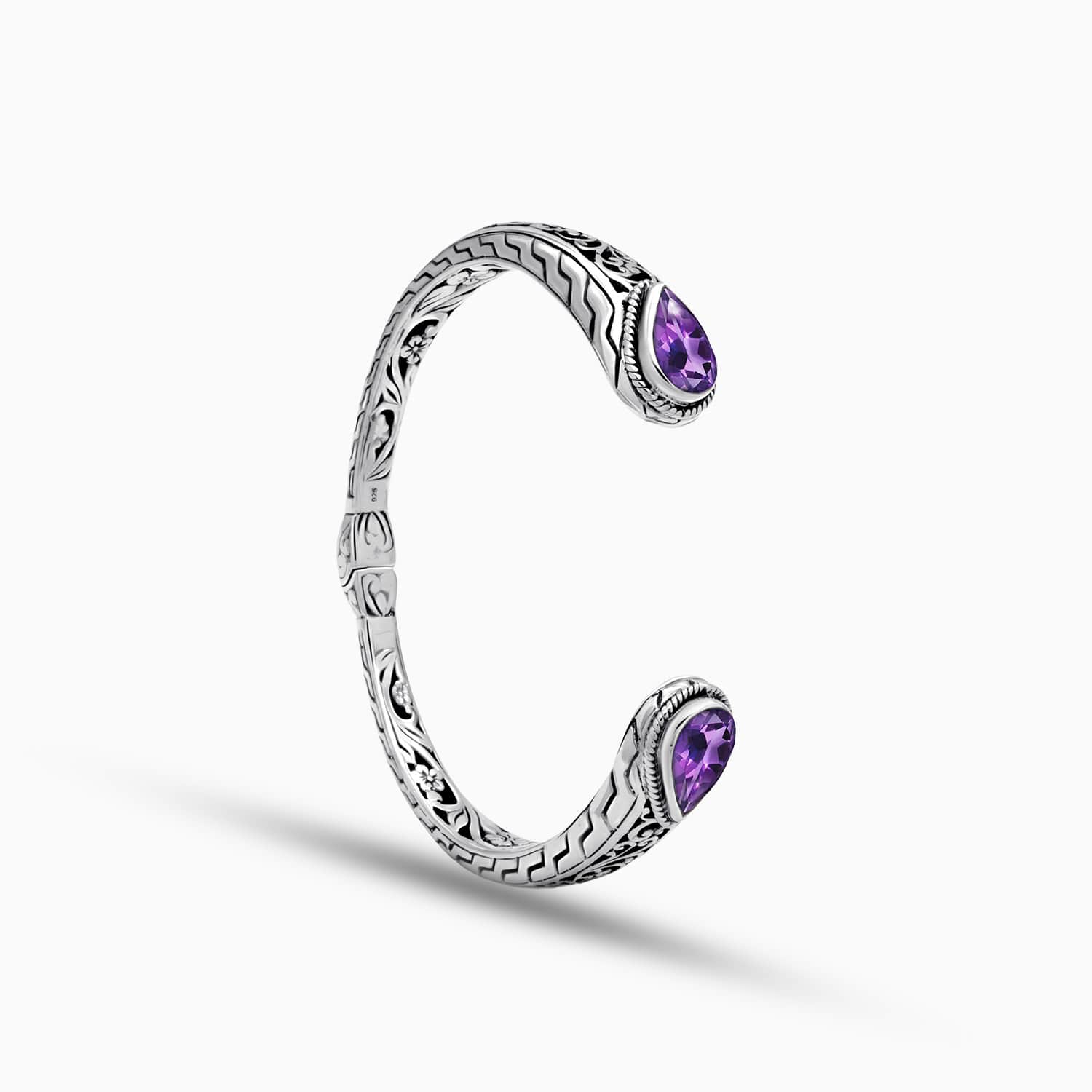 Artisan Amethyst & Sterling Silver Bangle Bracelet