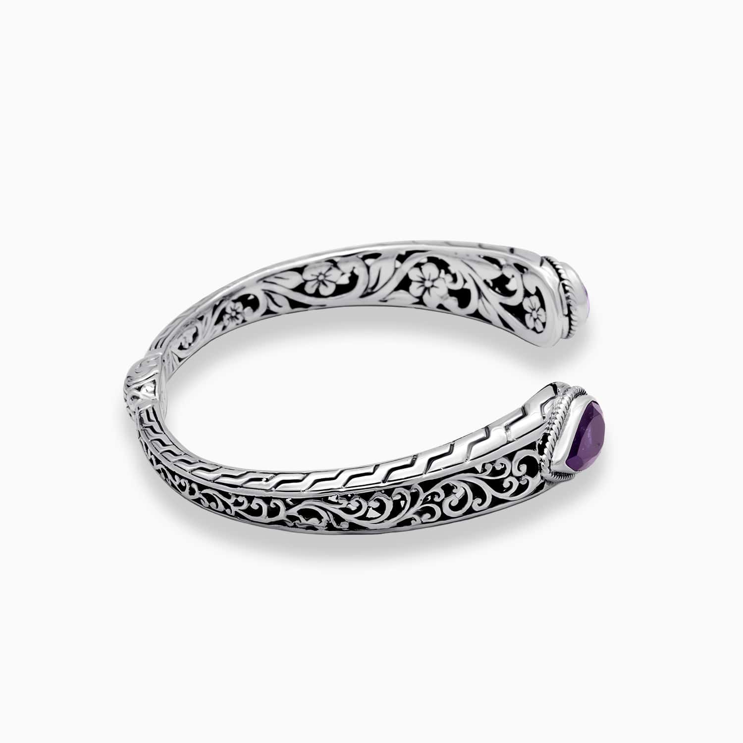Artisan Amethyst & Sterling Silver Bangle Bracelet