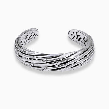 Bamboo Flow: Sterling Silver Bangle Bracelet