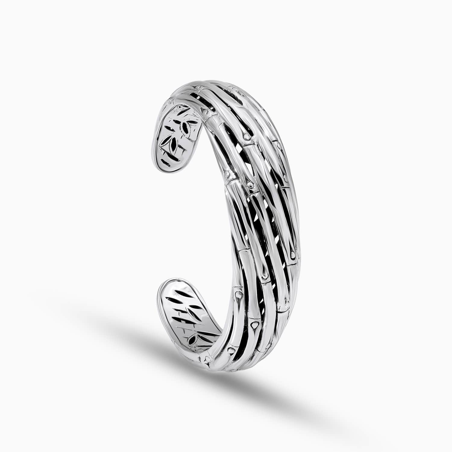 Bamboo Flow: Sterling Silver Bangle Bracelet
