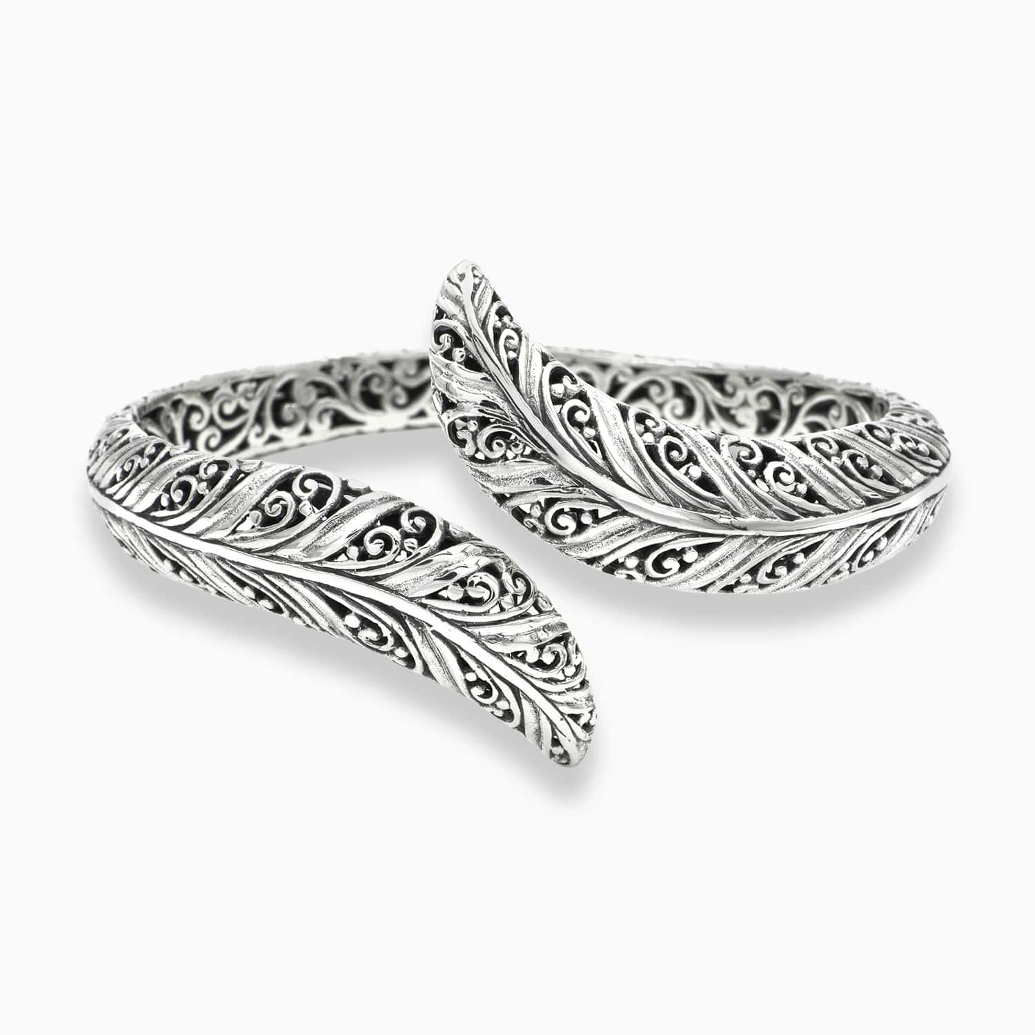 Feather Curve: Sterling Silver Bangle Bracelet