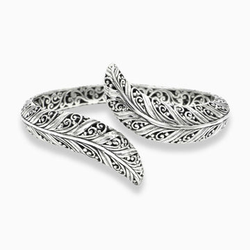 Feather Curve: Sterling Silver Bangle Bracelet
