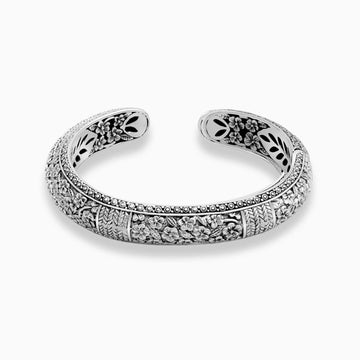 Artisan Floral Sterling Silver Bangle Bracelet