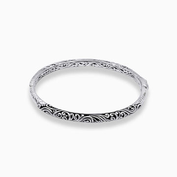 Artisan Hinged Scroll Sterling Silver Bangle Bracelet