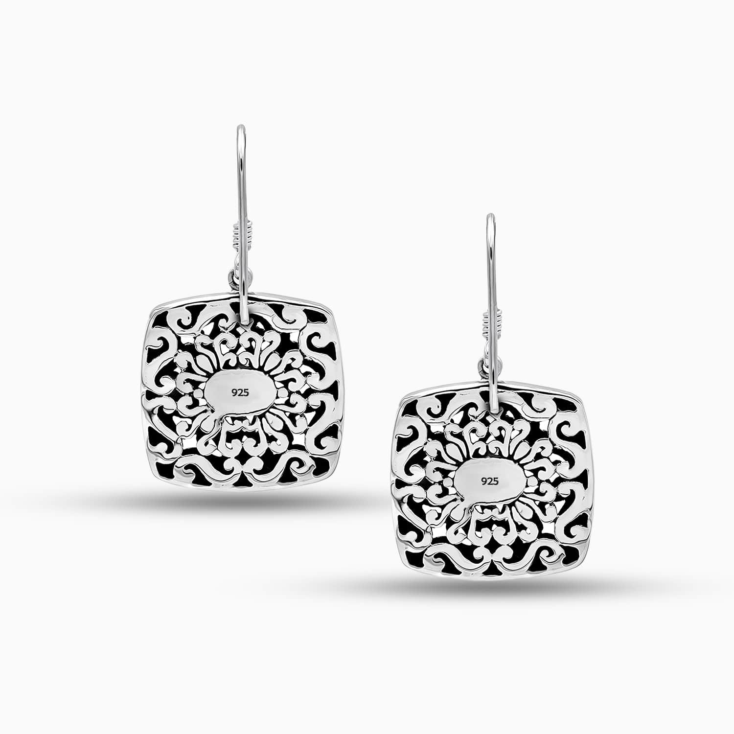 Artisan Square Sterling Silver Drop Earrings
