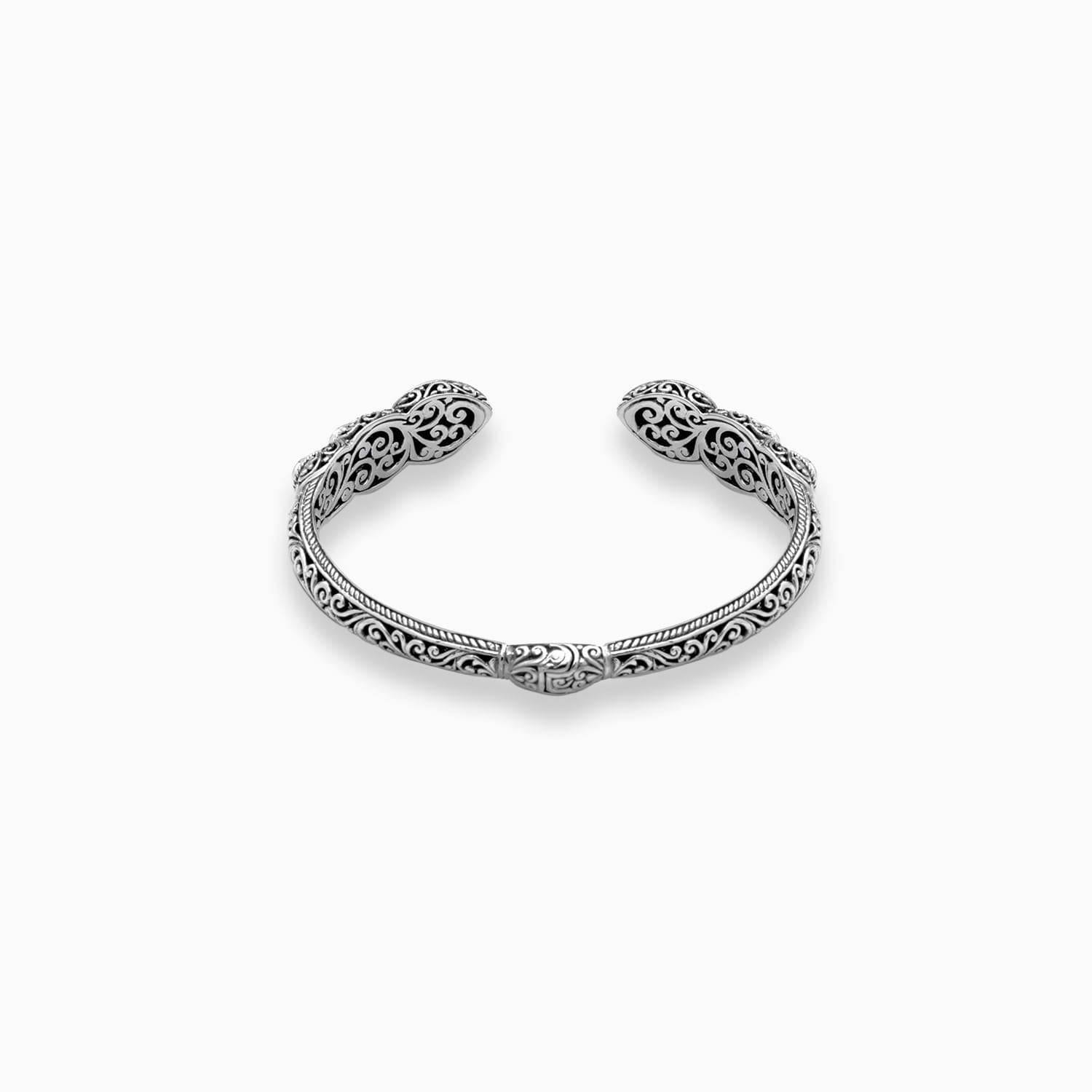 Color Spark: Amethyst & Peridot Sterling Silver Bangle Bracelet