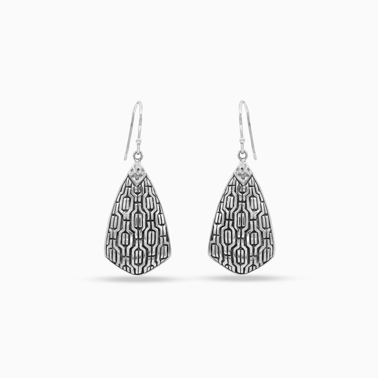 Graphic Drop: Sterling Silver Drop Earrings