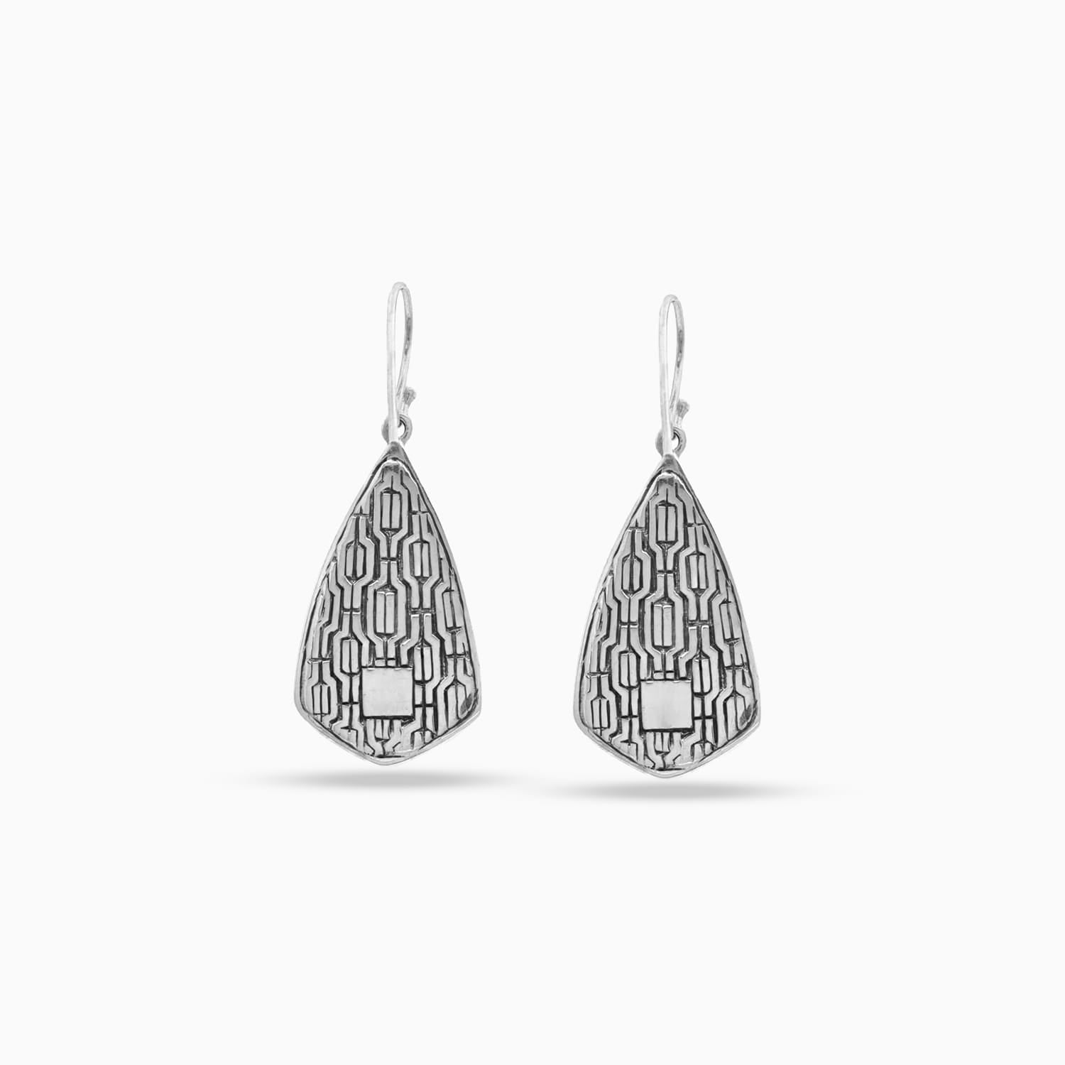 Graphic Drop: Sterling Silver Drop Earrings