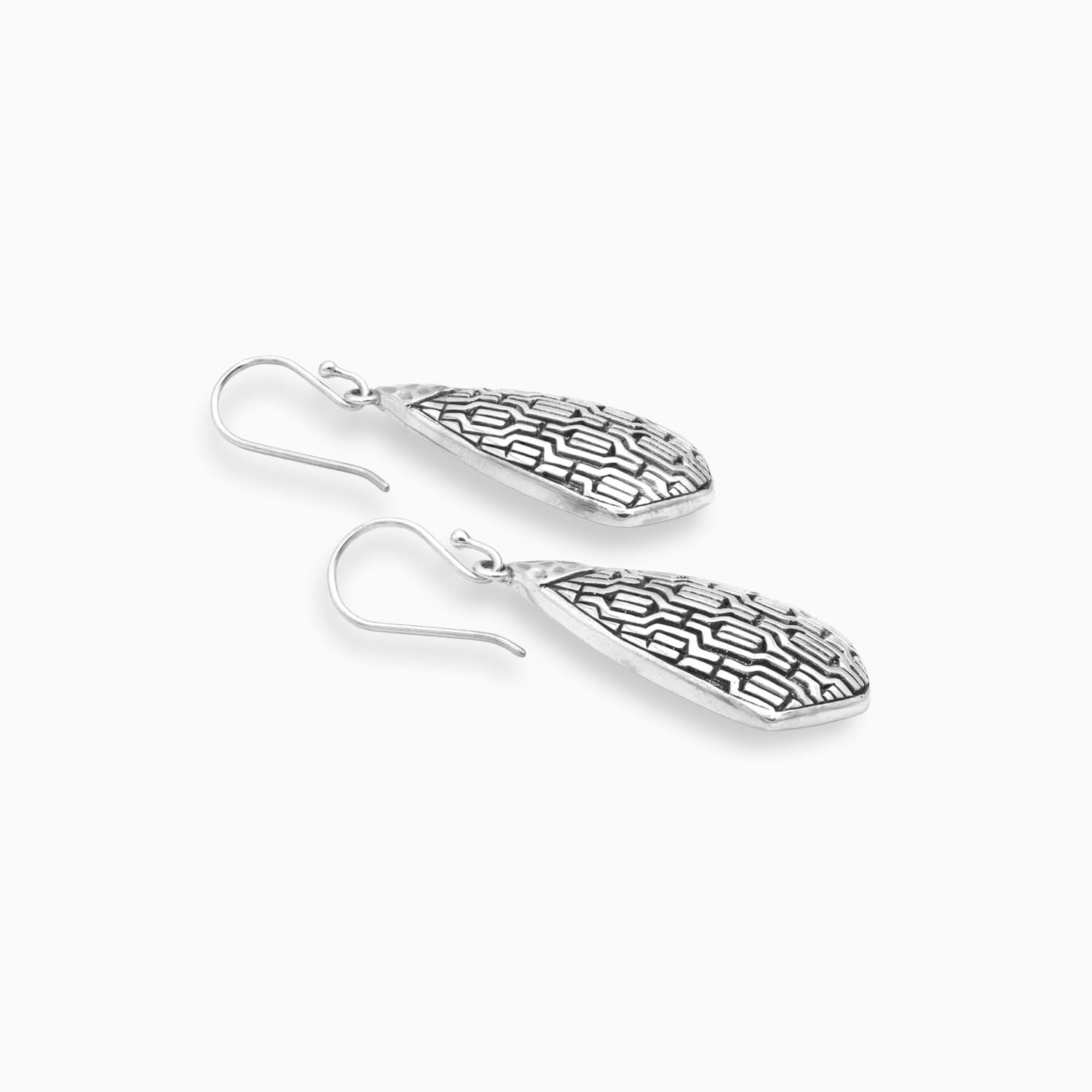 Graphic Drop: Sterling Silver Drop Earrings