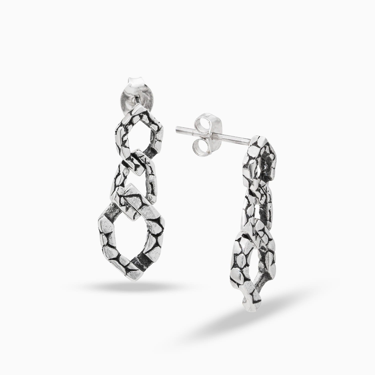 Linked Edge: Sterling Silver Drop Earrings