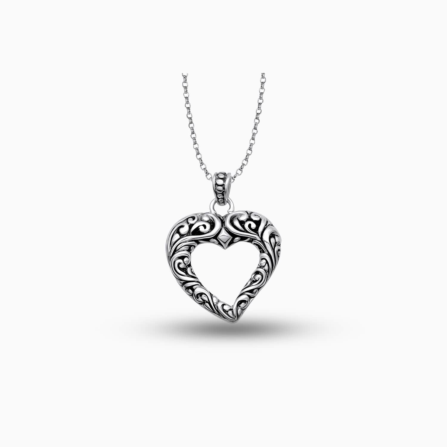 Ornate Heart: Sterling Silver Pendant