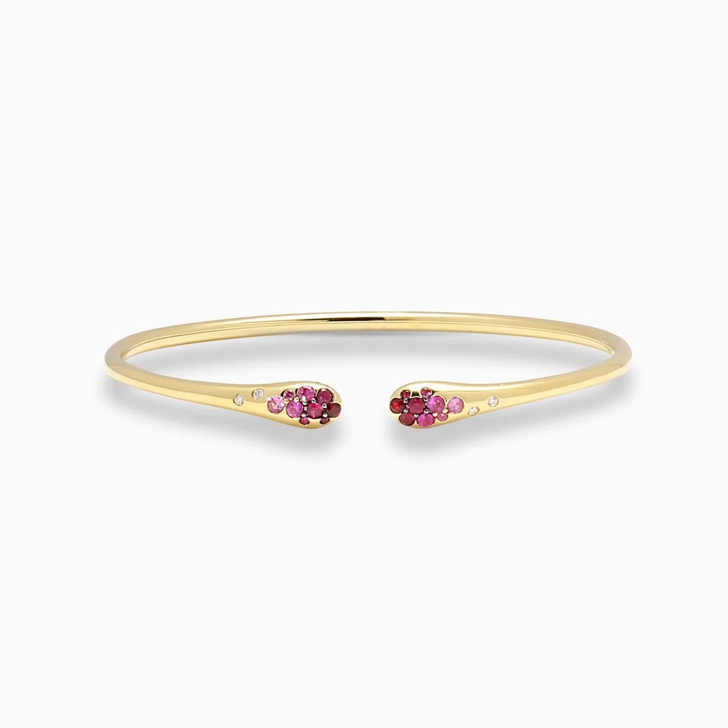 Ruby, Sapphire & Diamond Cuff Bracelet in 18K Yellow Gold