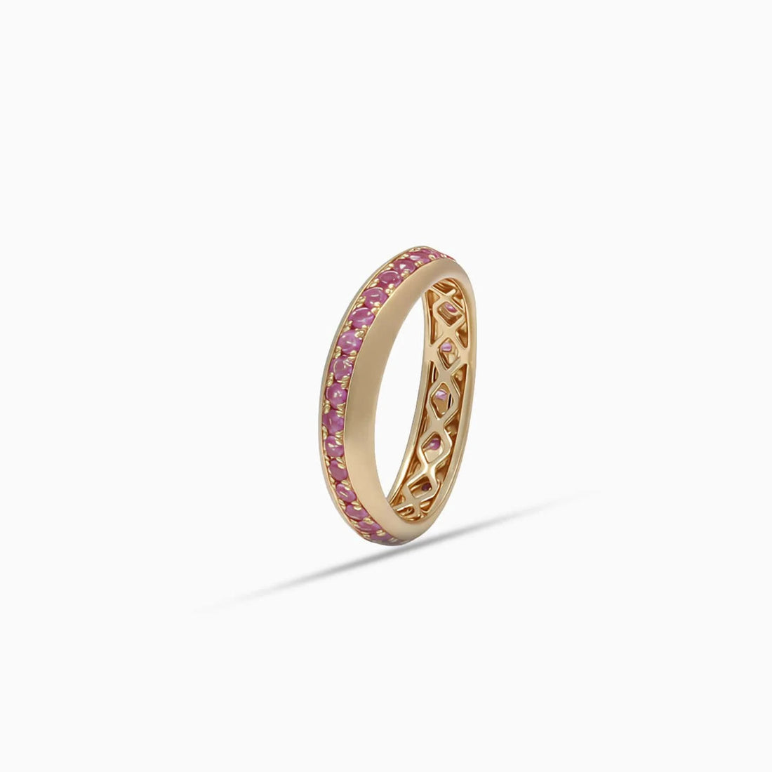 Pink Sapphire Wavy Ring in Matte 18K Rose Gold