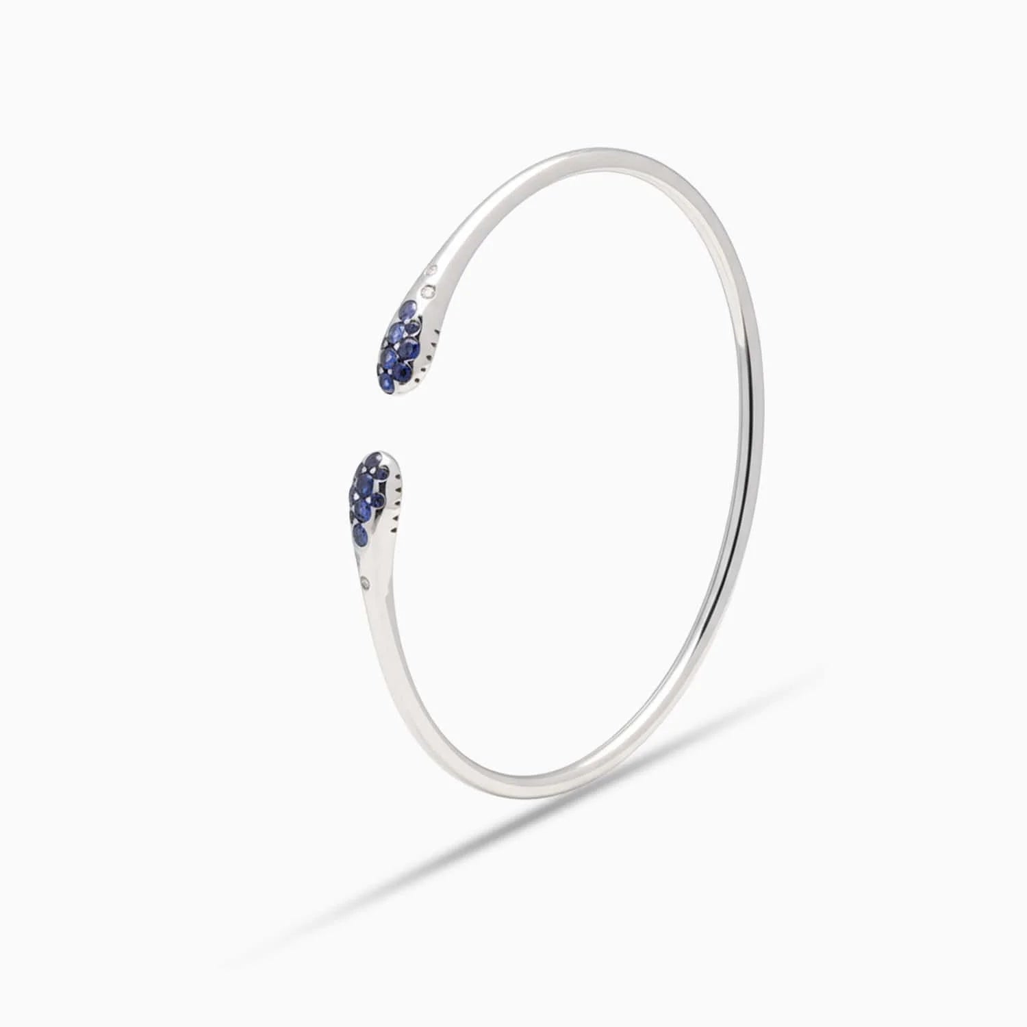 Sapphire & Diamond Cuff Bracelet in 18K White Gold