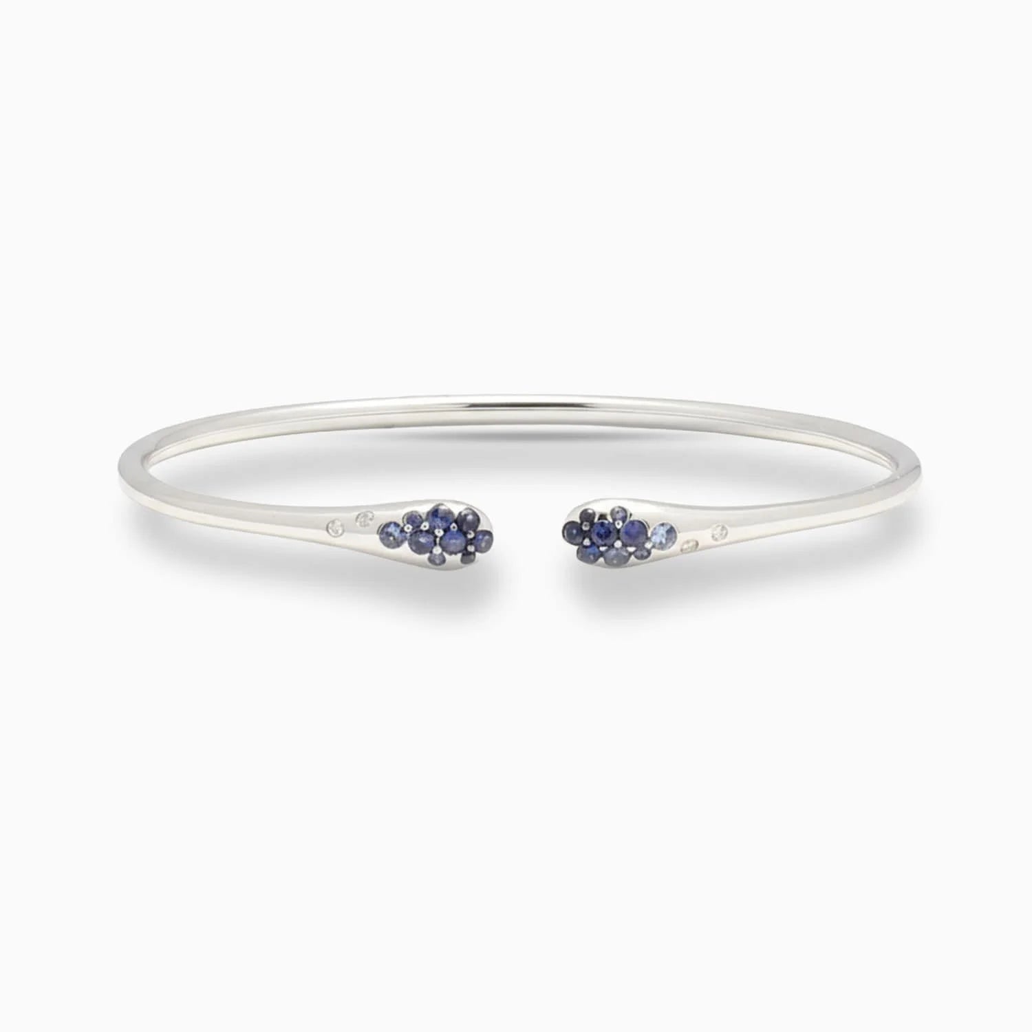 Sapphire & Diamond Cuff Bracelet in 18K White Gold
