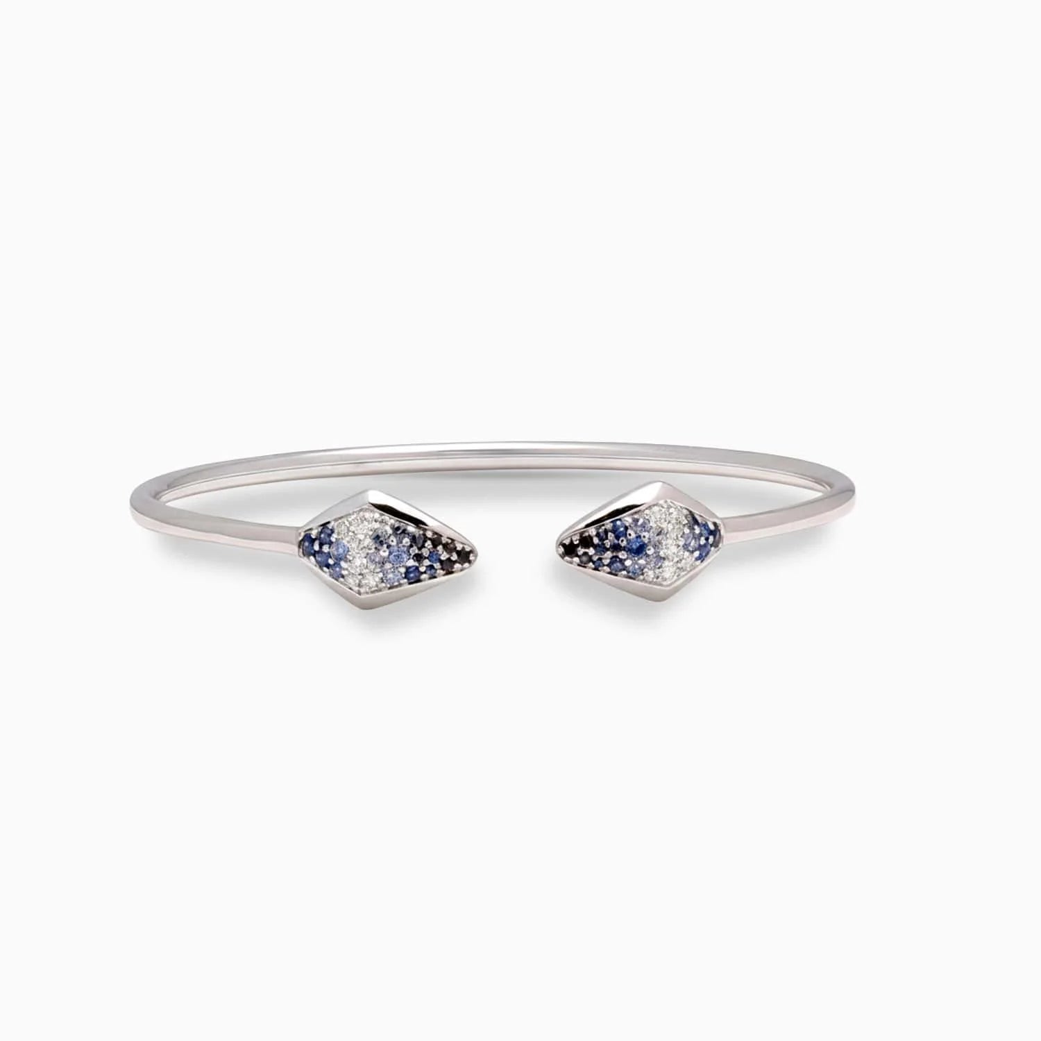 Sapphire & Diamond Cuff Bracelet in 18K White Gold