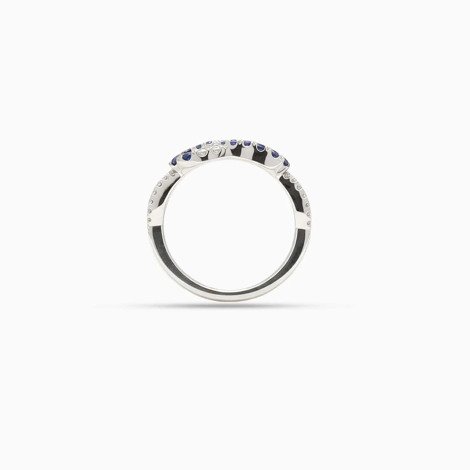 Sapphire & Diamond  Knot Ring in 18K White Gold
