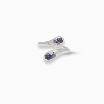Sapphire & Diamond  Bypass Ring in 18K White Gold