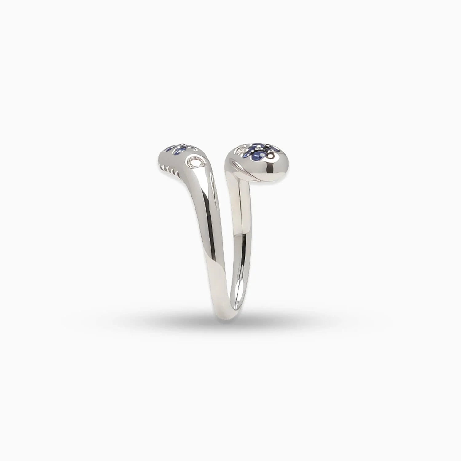 Sapphire & Diamond  Bypass Ring in 18K White Gold