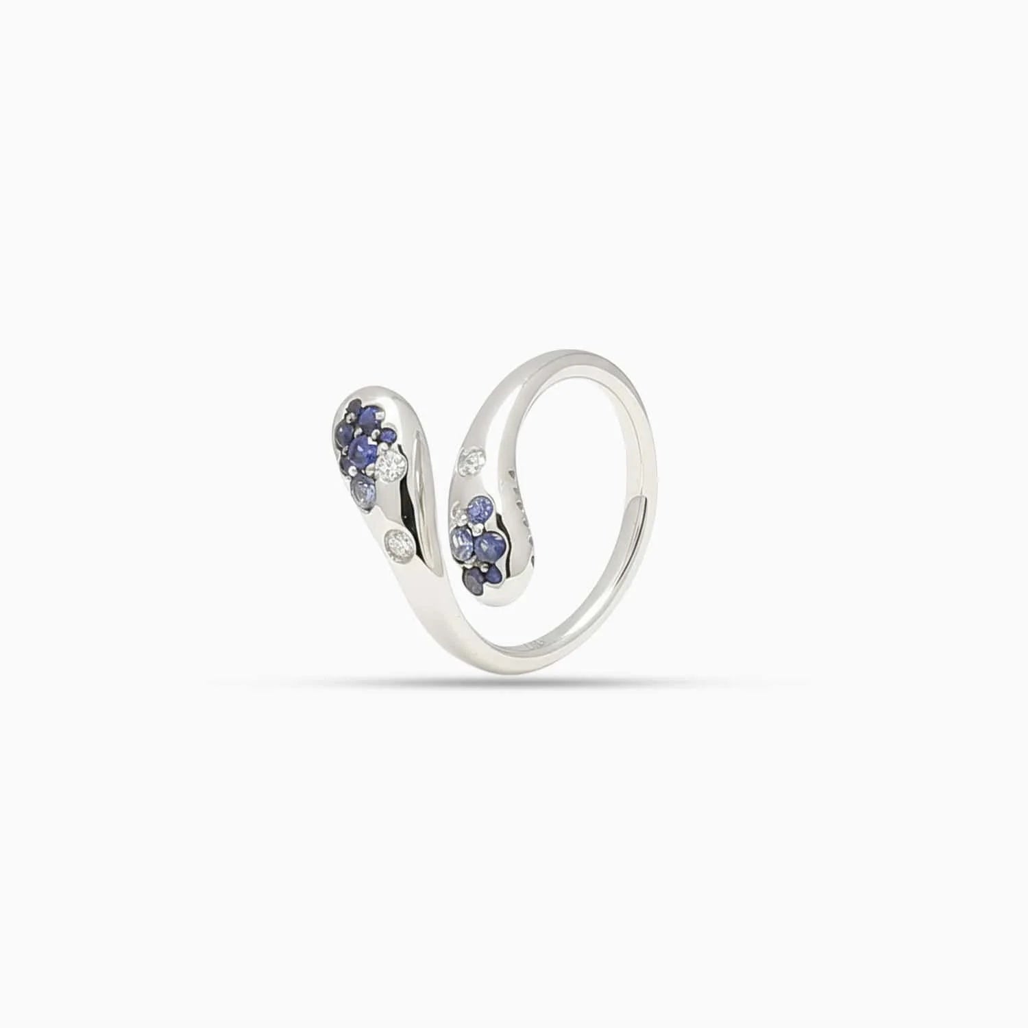 Sapphire & Diamond  Bypass Ring in 18K White Gold