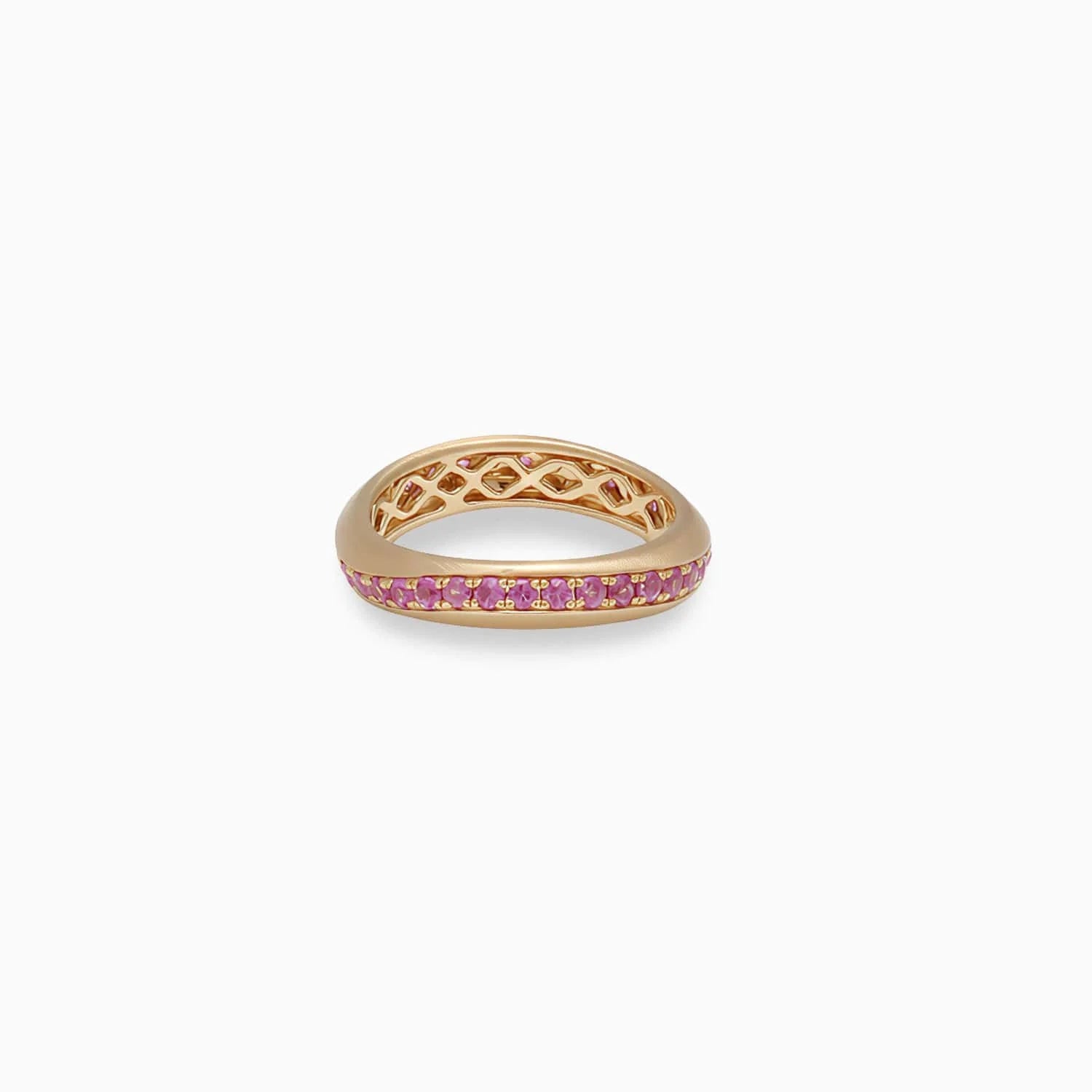 Pink Sapphire Wavy Ring in Matte 18K Rose Gold