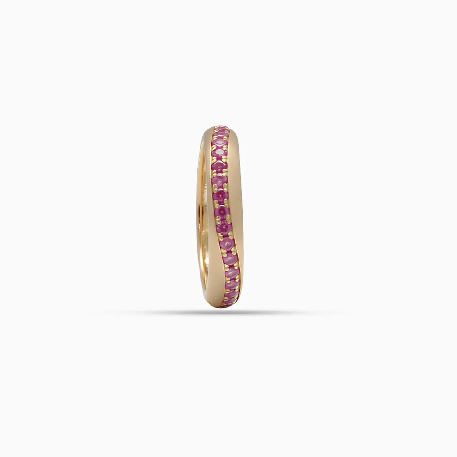 Pink Sapphire Wavy Ring in Matte 18K Rose Gold