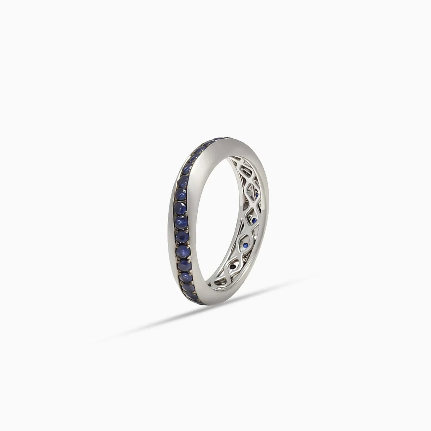 Sapphire Wavy Ring in Matte 18K White Gold