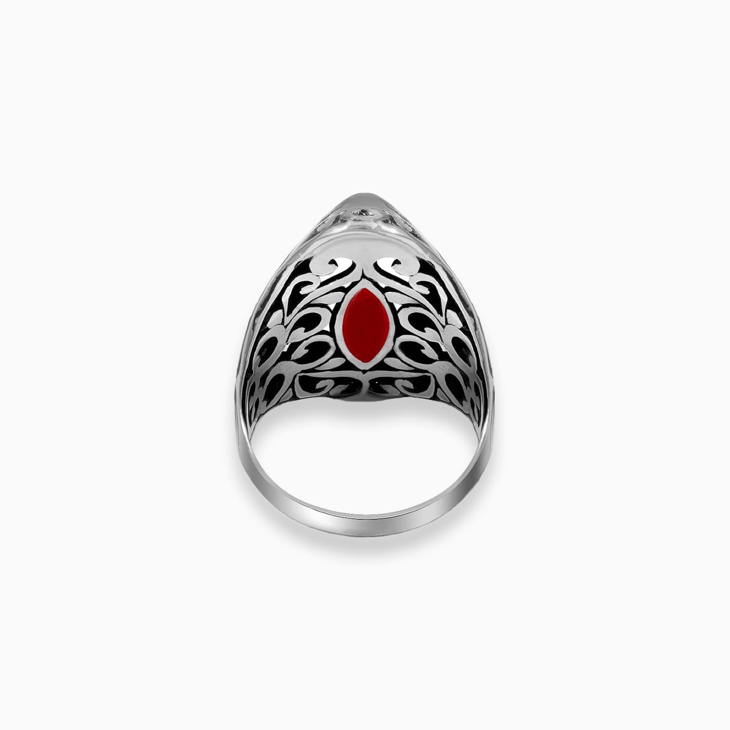 Scarlet Crest: Coral & Sterling Silver Ring