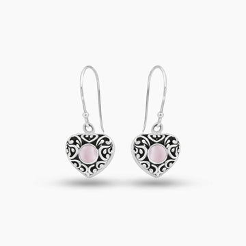 Soft Heart: Pink Opal Sterling Silver Earrings