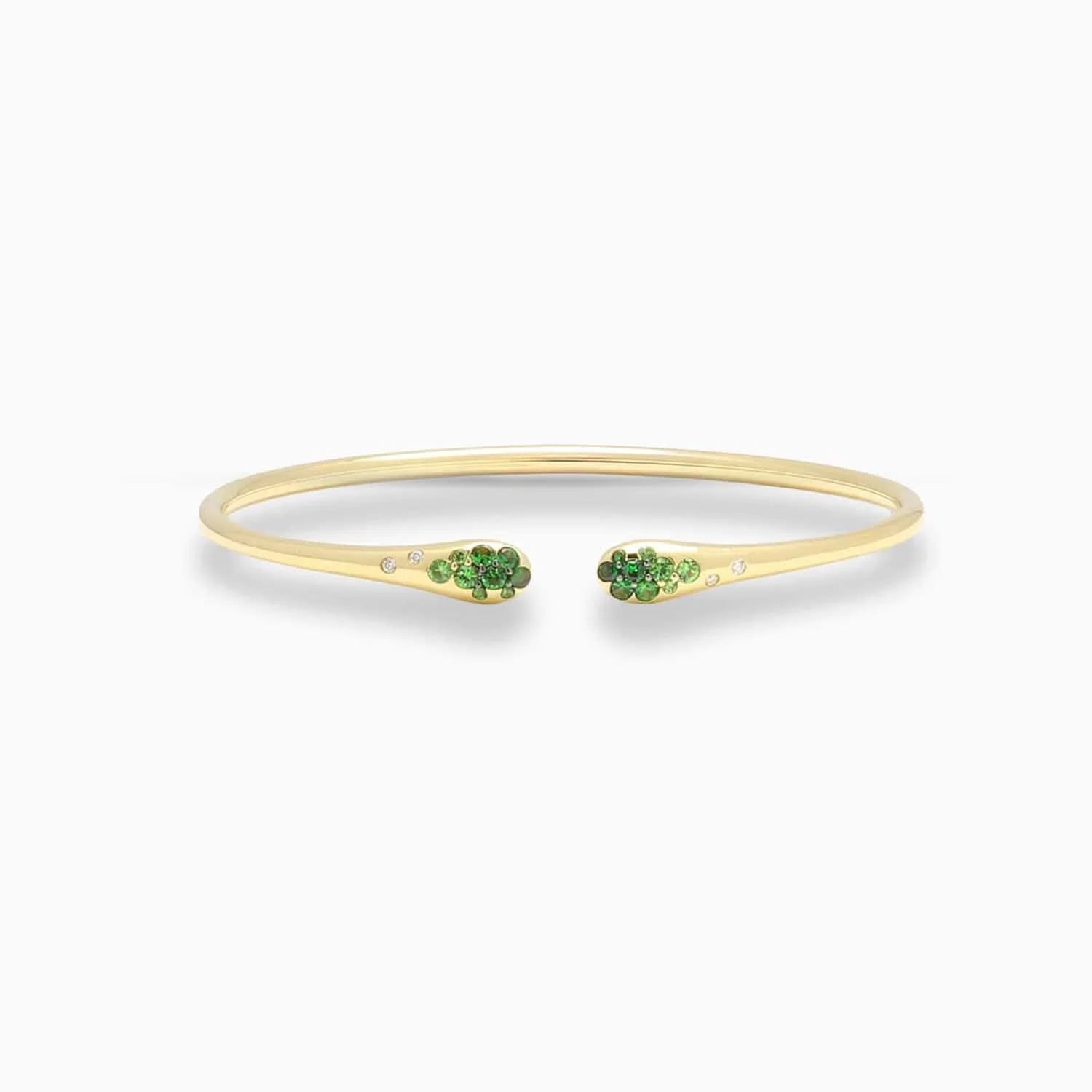 Tsavorite & Diamond Cuff Bracelet in 18K Yellow Gold