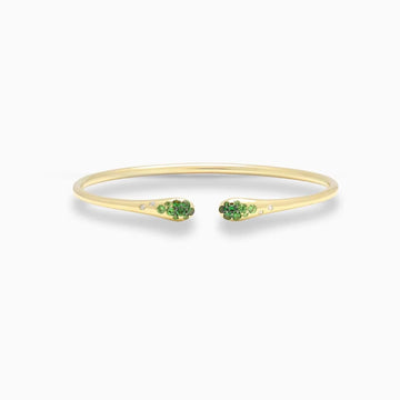 Tsavorite & Diamond Cuff Bracelet in 18K Yellow Gold