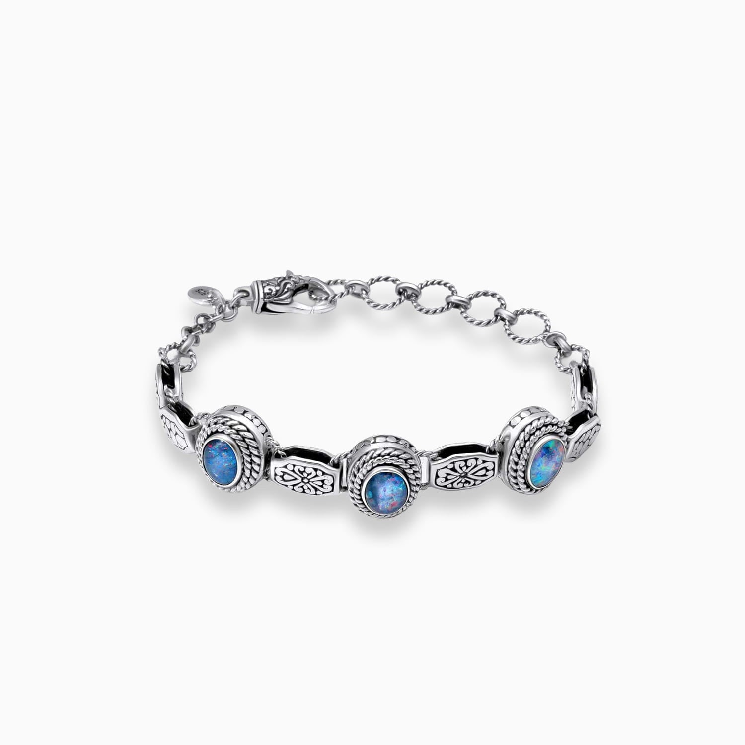 Vibrant Boulder Opal Sterling Silver Bracelet