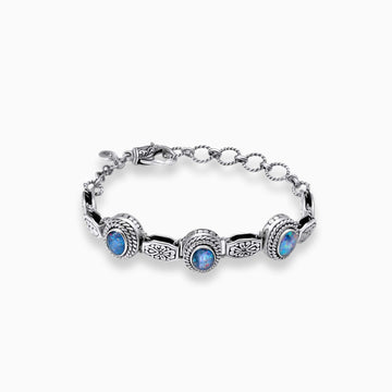 Vibrant Boulder Opal Sterling Silver Bracelet