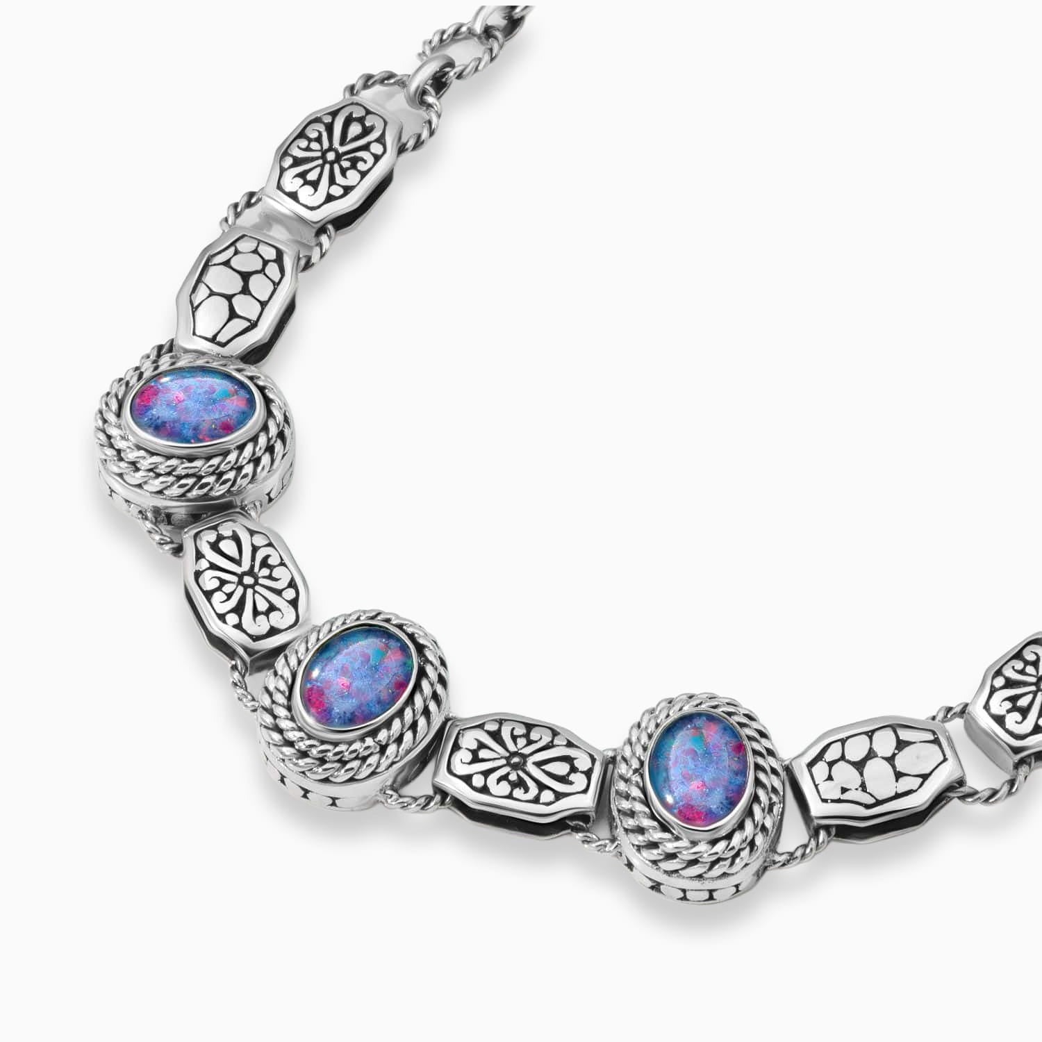 Vibrant Boulder Opal Sterling Silver Bracelet