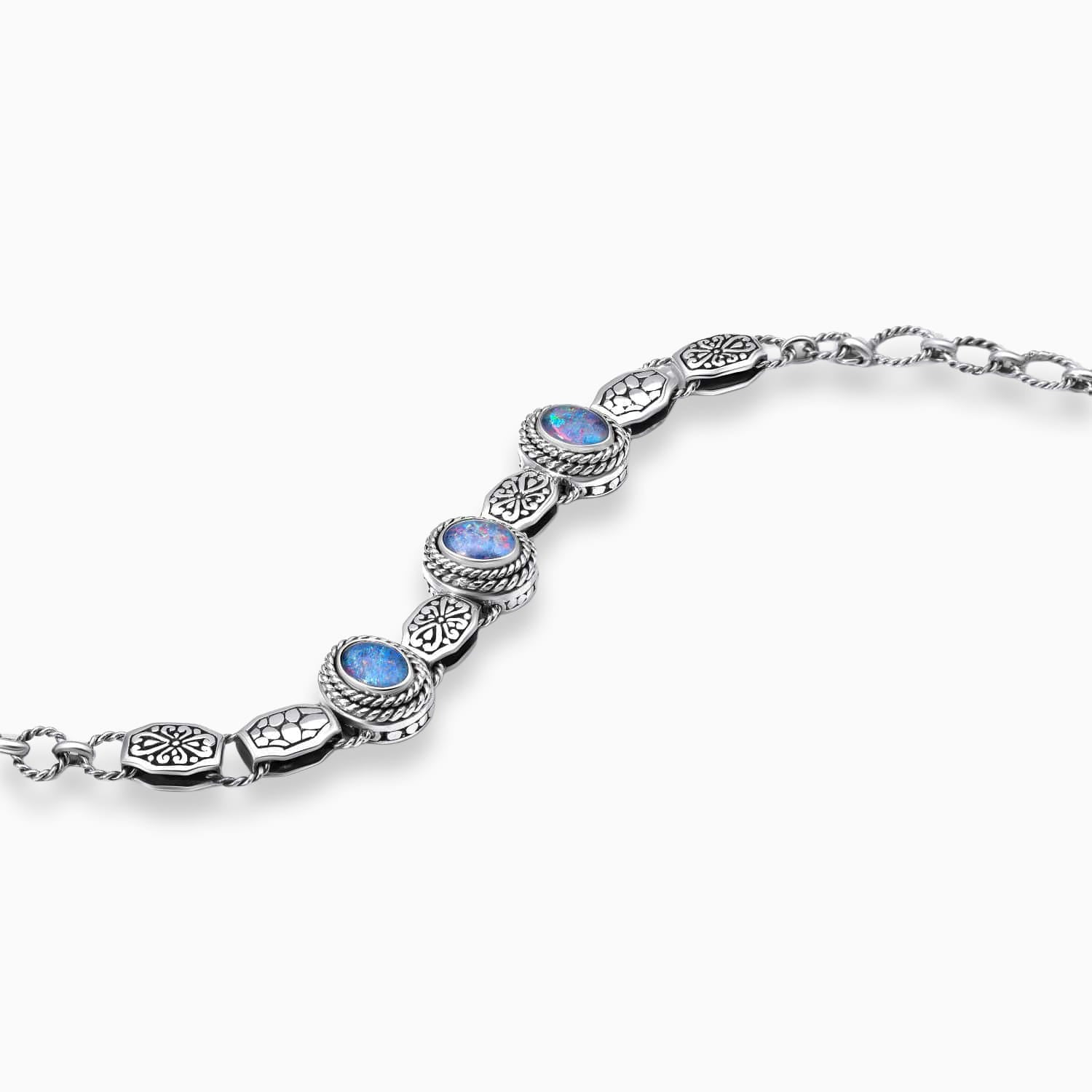Vibrant Boulder Opal Sterling Silver Bracelet