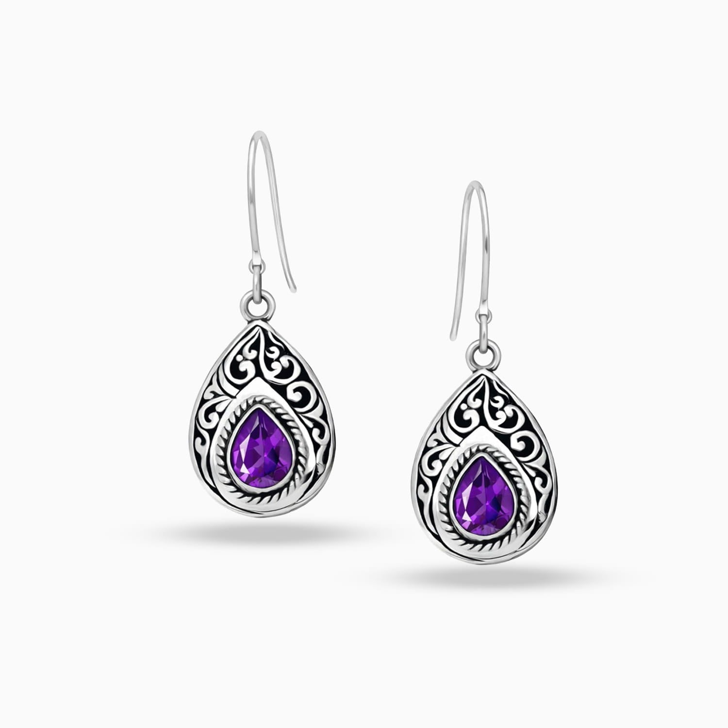 Violet Grace: Amethyst & Sterling Silver Drop Earrings