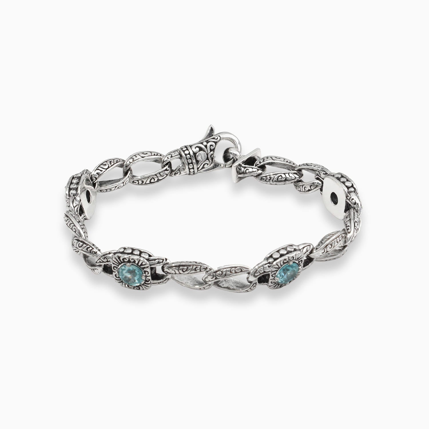 Blue Zircon Sterling Silver Bracelet