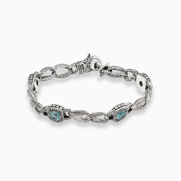 Blue Zircon Sterling Silver Bracelet