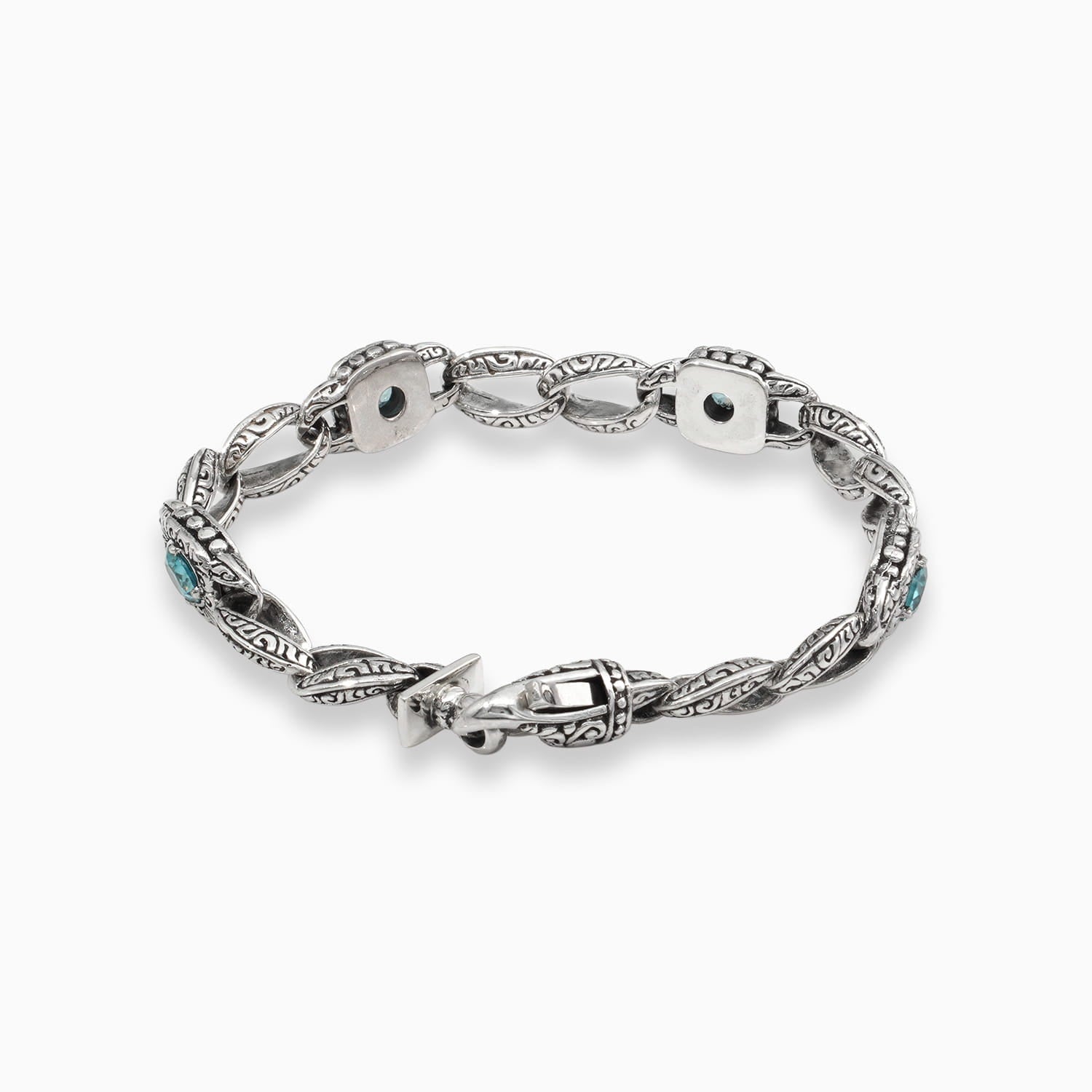 Blue Zircon Sterling Silver Bracelet