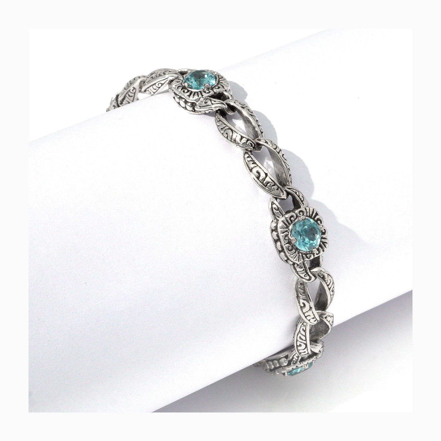 Blue Zircon Sterling Silver Bracelet