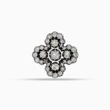 Antique diamond cross brooch in silver topped gold