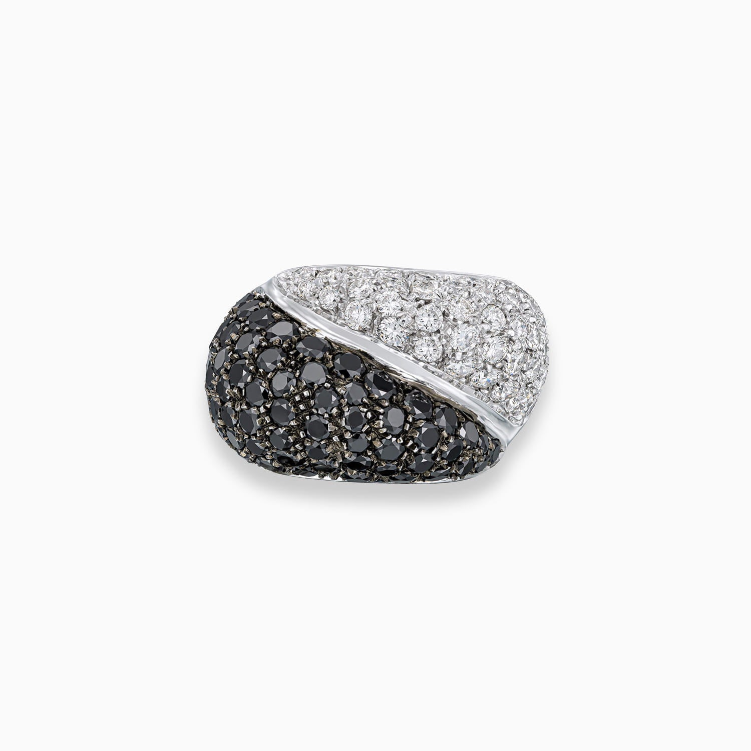 Black and white diamond ring in 18K white gold