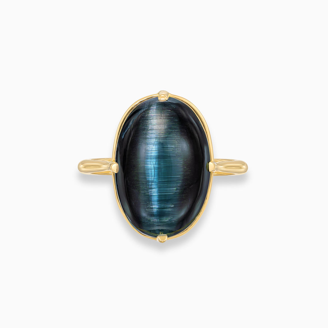 Cabochon cat's eye tourmaline ring in 18K yellow gold